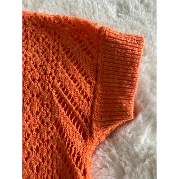 Hollister Knit Top Orange Open Stitch Short Sleeve Casual Everyday Summer - Picture 7 of 8